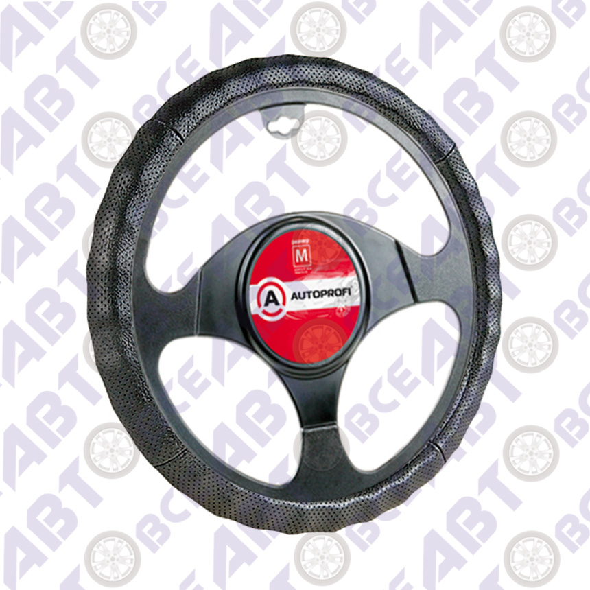 Оплетка на руль 396 BK L черный/перфорация/ребристая/кожа AUTOPROFI